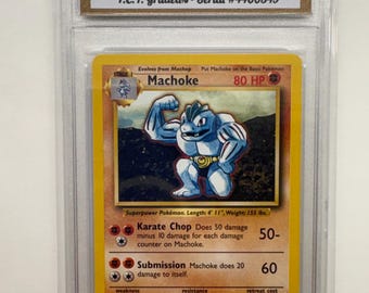 Authenticed 1999 Pokémon #34/102 Machoke Base Set English Official Release TCT Graded NM-MT