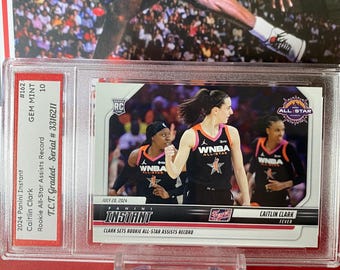 2024 Panini Instant #162 Caitlin Clark Rookie Card T.C.T. Graded Gem Mint 10 “Sets Rookie All-Star Assists Record”