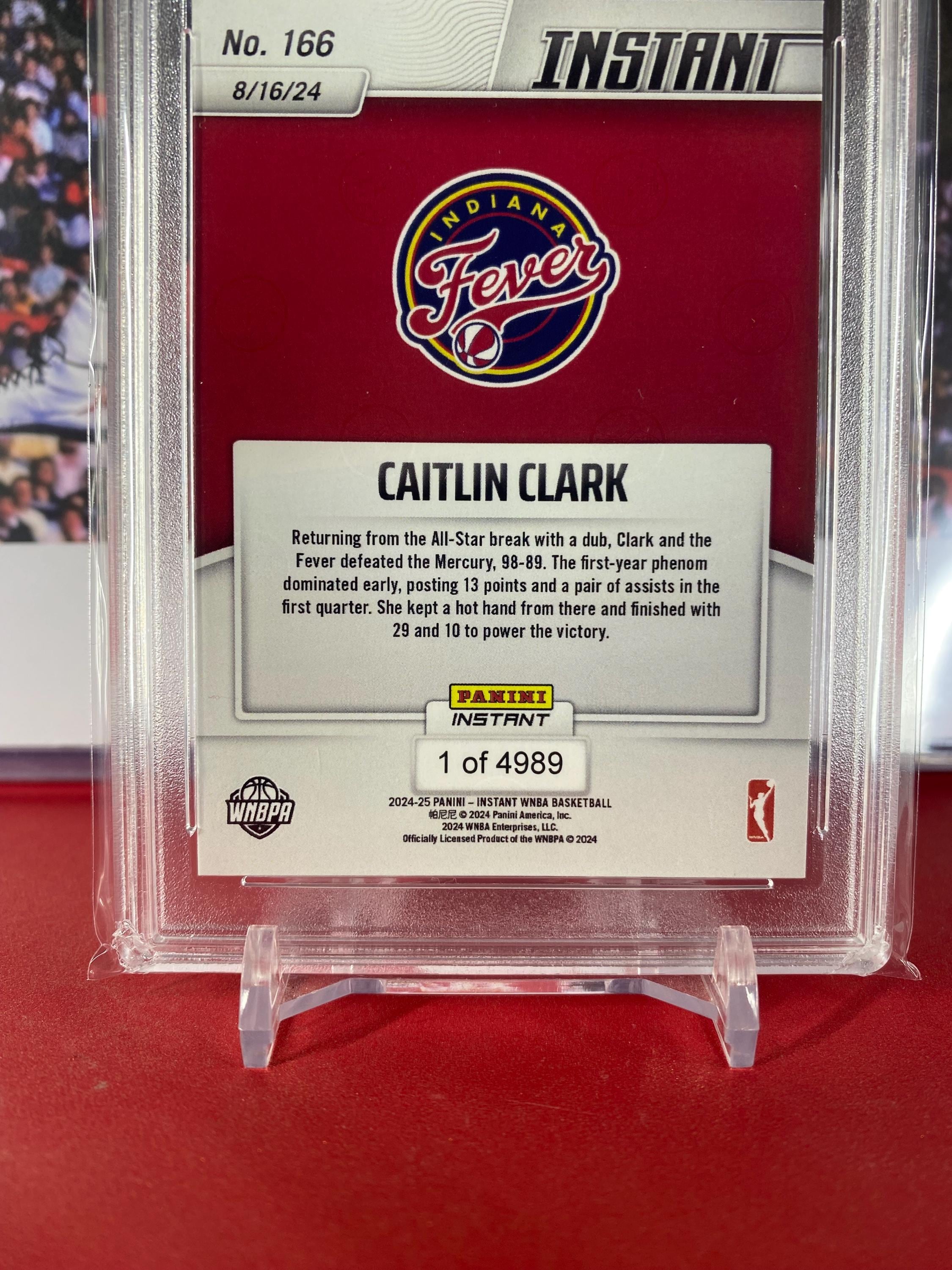 2024 Panini Instant Caitlin Clark #166 WNBA Rookie Card - Graded PSA 10 Gem Mint, Collectors Edition