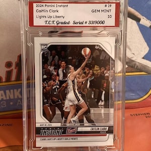 2024 Panini Instant #19 Caitlin Clark RC Lights Up Liberty for 22 points  T.c.t Graded GEM Mint 10 (Authentic Panini Rookie Card)