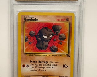 Authenticed 1999 Pokémon #47/62 Geodude Fossil Set English Official Release TCT Graded NM-MT