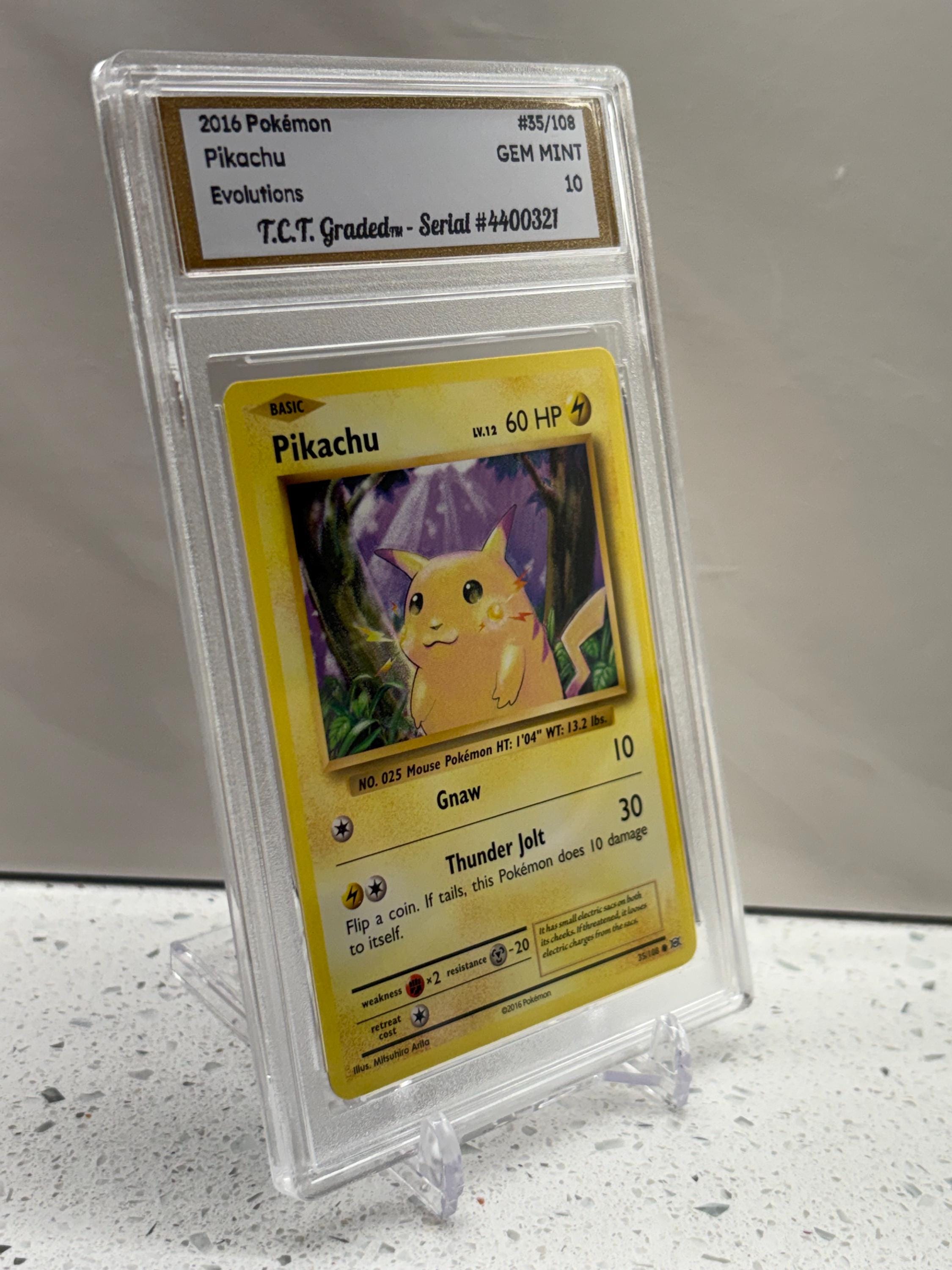 Authentic 2016 Pokémon #35/108 Pikachu Evolutions TCT Graded Gem