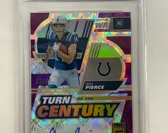 2022 Panini NFL #TC-21 Alec Pierce Rookie Card Auto turn-of-the-century #01/49 Purple Holo T.C.T. Grade Gem Mint 10 card stand included