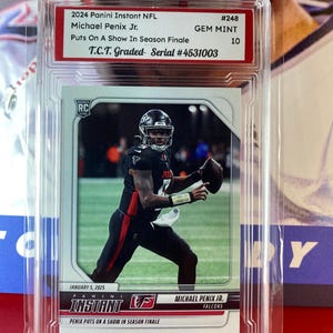 2024 Panini Instant NFL # 248 Michael Penix Jr. Setzt auf eine Show im Saisonende T.C.T. Graded Gem Mint 10 Rookie Karte