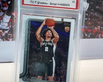 Dylan Harper 2025 Topps NBA Flagship Rookie Card #202 T.C.T. Graded Gem Mint 10 with Stand