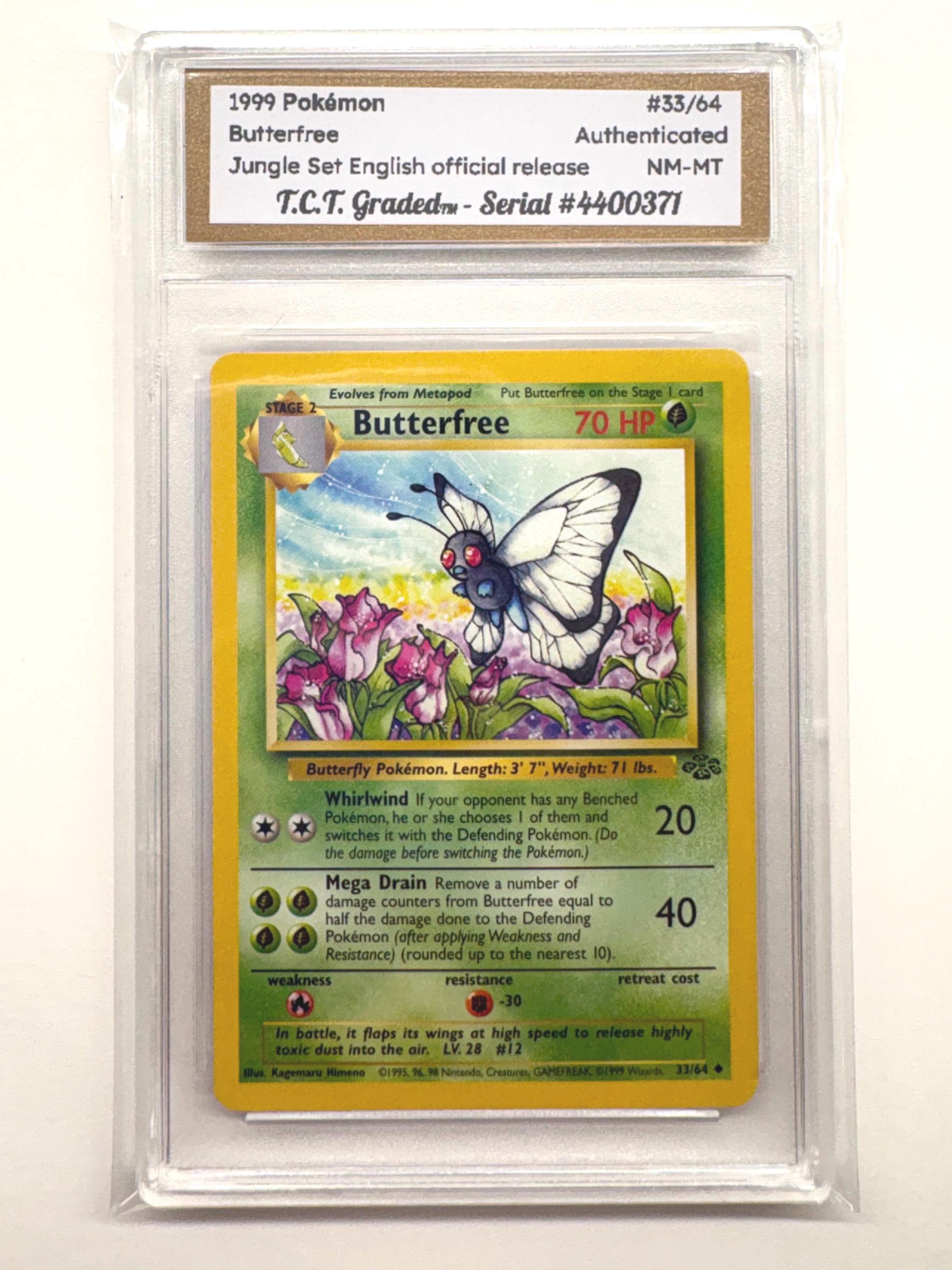 1999 butterfree pokemon card Jungle 33/64 PSA 9 You will receive the 1st Edition version of this card. Authentic 1999 Pokmon #33/64 Butterfree