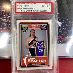 Noche del draft instantáneo de Panini 2024 Cameron Brink RC Selección del draft de la WNBA n.° 2 T.c.t Graded Gem Mint 10 (tarjeta auténtica de novato de Panini)