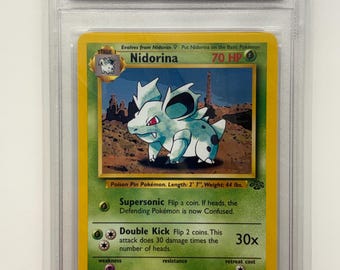 Authenticed 1999 Pokémon #40/64 Nidorina Jungle Set English Official Release TCT Graded NM-MT