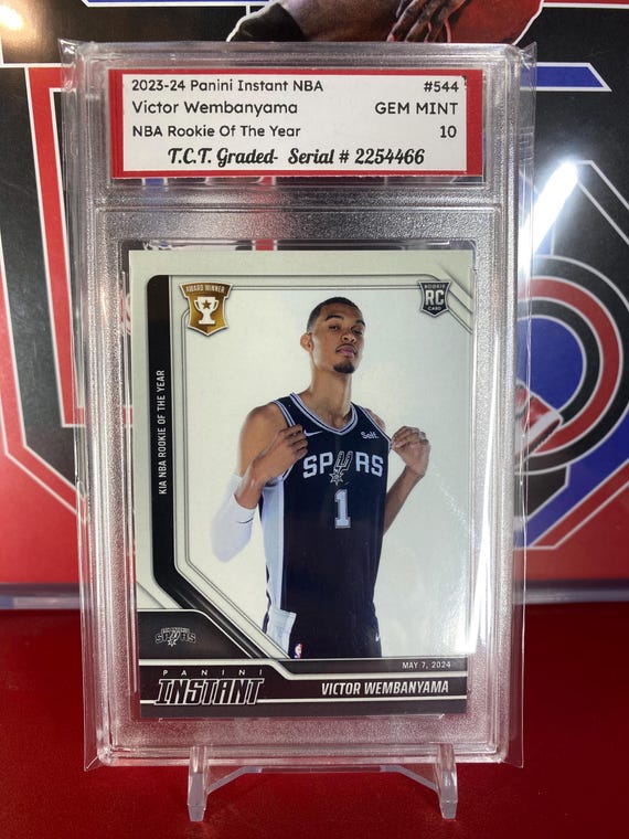 Victor Wembanyama Rookie Card, 2023-24 Panini Instant NBA, TCT Gem Mint 10  card stand included