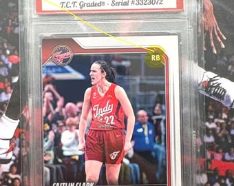 Caitlin Clark Record Breaker 2026 Panini WNBA Card #64 TCT Graded Gem Mint 10 plus a card stand