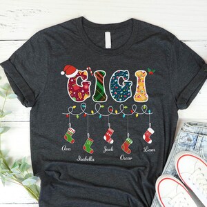 Custom Gigi Shirt, Christmas Grandma Claus Sweatshirt, Grandma Sweater, Custom Nana And Grandkids Sweatshirt, Gifts For Nana Gigi