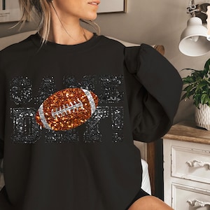 Game Day Football Sweatshirt : Printed Faux Sequin Sweater – Sparkly Hoodie Design image 5