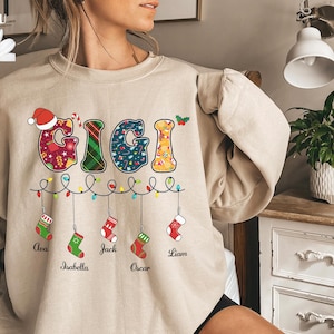 Custom Gigi  Sweatshirt, Christmas Grandma  Sweatshirt, Grandma Sweater, Custom Nana And Grandkids Sweatshirt, Gifts For Nana Gigi