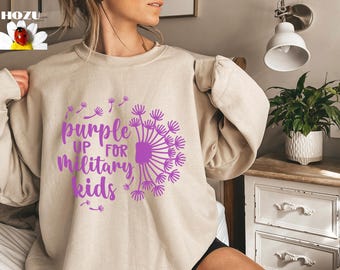 Purple Up For The Military Child T-Shirt, Month of Military Child Shirt, Army Soldier Kids Gift, Boots US Flag Shirt, Purple USA Flag Shirt