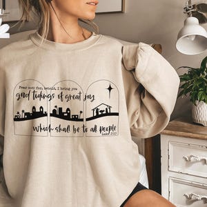 Gute Nachricht von großer Freude Sweatshirt, Weihnachtssweatshirt, Hoodie, christliches Hemd für Frauen, christliches T-Shirt, T-Shirt für christliche Bekleidung