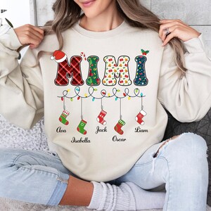 Custom Mimi  Sweatshirt, Christmas Grandma  Sweatshirt, Grandma Sweater, Custom Nana And Grandkids Sweatshirt, Gifts For Nana Gigi