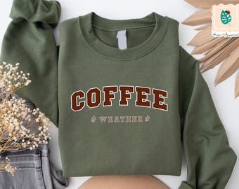 Coffee Weather Sweatshirt, Coffee Lover Shirt, Autumn Women Shirt, Retro Fall Sweater, Retro Autumn T-Shirt, Fall Sweatshirt