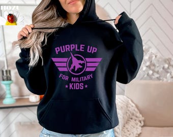 Purple Up For The Military Child T-Shirt, Month of Military Child Shirt, Army Soldier Kids Gift, Boots US Flag Shirt, Purple USA Flag Shirt