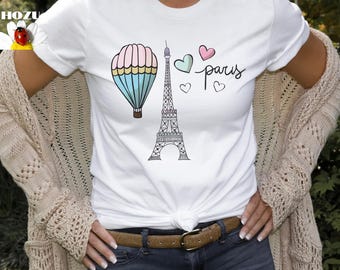 Camiseta de París, Francia, vacaciones en París, regalo para amantes de los viajes, camiseta de viaje a París, camiseta de moda, regalo para amantes de la moda, viaje a Europa, viaje de chicas