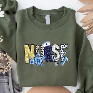 Nurse Sweatshirt, New Nurse Gift, Nurse Appreciation, Nurse Student Tee, Registered Nurse Shirt Nursing School Tee, Floral Nurse T-shirt
