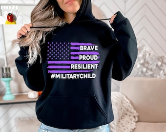 Purple Up For The Military Child T-Shirt, Month of Military Child Shirt, Army Soldier Kids Gift, Boots US Flag Shirt, Purple USA Flag Shirt