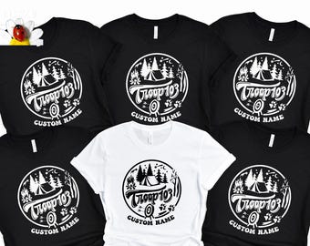 Custom Scout Shirt, Custom Camp Troop Number T-shirt, Camping Shirt, Camping Shirt, Troop Shirt, Girls Camping Tee, Girls Shirt, Spring Tee