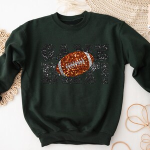 Game Day Football Sweatshirt : Printed Faux Sequin Sweater – Sparkly Hoodie Design image 7