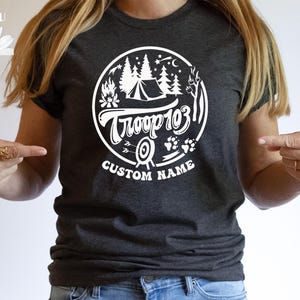 Benutzerdefinierte Scout Shirt, benutzerdefinierte Camp Troop Nummer T-Shirt, Camping Shirt, Camping Shirt, Truppe Shirt, Mädchen Camping T-Shirt, Mädchen Shirt, Frühling Tee