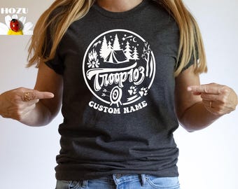 Custom Scout Shirt, Custom Camp Troop Number T-shirt, Camping Shirt, Camping Shirt, Troop Shirt, Girls Camping Tee, Girls Shirt, Spring Tee