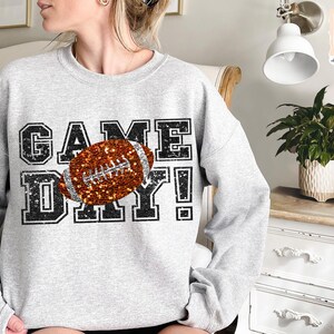 Game Day Football Sweatshirt : Printed Faux Sequin Sweater – Sparkly Hoodie Design image 4
