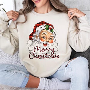 Santa Christmas Sweatshirt, Merry Holiday Sweater