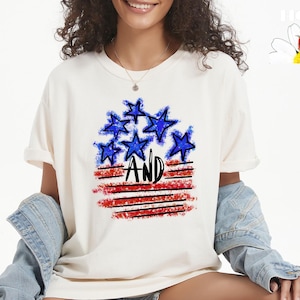 Comfort Colors® - Stars and Stripes Graphic Tee, USA Flag Tshirt,Unique 4th of July Tshirt, Star Tee, USA Shirt  4of July, Independent Day