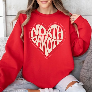 North Dakota Hoodie, North Dakota Sweatshirt Hoodie, Retro Vintage Aesthetic Sweater State College University Style ND State Gift Sweater