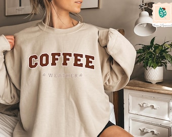 Coffee Weather Sweatshirt, Coffee Lover Shirt, Autumn Women Shirt, Retro Fall Sweater, Retro Autumn T-Shirt, Fall Sweatshirt