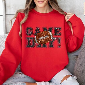 Game Day Football Sweatshirt : Printed Faux Sequin Sweater – Sparkly Hoodie Design image 6