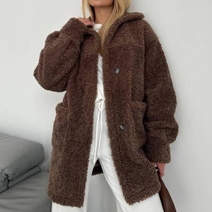 Plus size long sherpa coat deals
