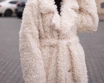 Women Fur Coat, Oversize Fur, Vintage Clothing, Custom Jacket, Faux Alpaca Fur, Women Long Jacket, Shaggy coat, Rave Clothing, High Fashion