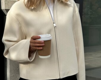 Oversized  Blend Bomber Jacket, 80s Vintage Style
