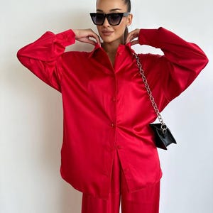 Faux Silk Suit, Womens Office Silk Suit, Women Two Piece Suit, Women Classic Suit, Casual Suit, Business Set Woman, Women Office Suit