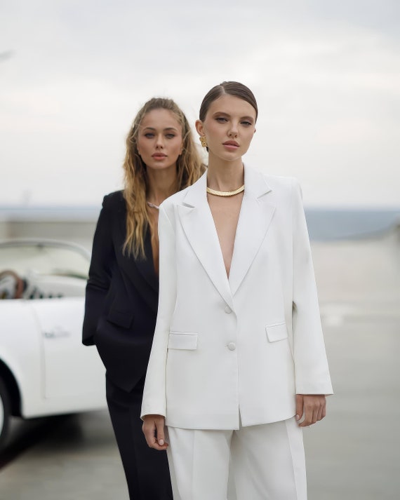 modern dress suits for women Indochino Women's Custom Milano Black Suit