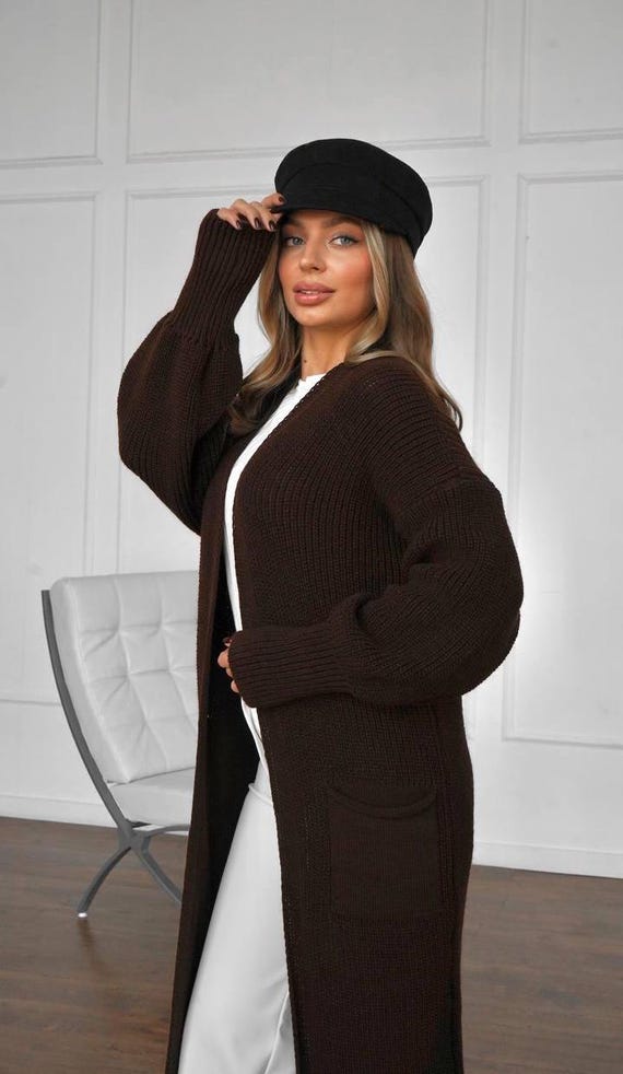 Wool Blend Knit Kimono Cardigan, Oversized Sweater - Etsy