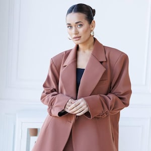 Frauen Zweiteiler, Frauen klassischer Anzug, Oberbekleidung, Custom Jacke, Crepe Jacke, formeller Büroanzug, Büromode, Business Outfit, Geschenk