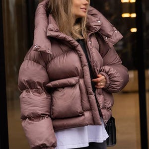 Custom Jacket, Oversize Puffer Coat, Womens Puffer, Long Vintage Jacket, Streetwear, Outerwear, Brown Puffer, Winter Style, Boho Style