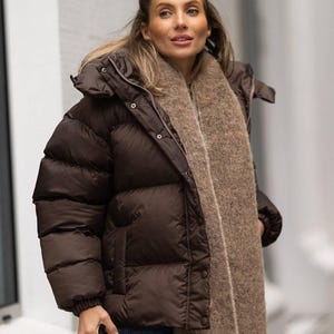 Custom Jacket, Womens Puffer Coat, Oversize Puffer Coat, Womens Puffer, Vintage Jacket, Outerwear, Brown Puffer, Winter Style, High Fashion