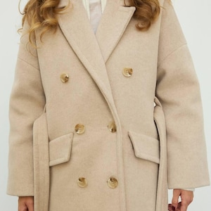 Custom Jacket Women, Long Cashmere Coat, Cashmere Trench Coat, Vintage Oversize Trench Coat, Belted Trench Coat,Womens Clothing,Winter Style
