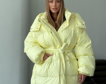 Custom Jacket, Women Puffer, Black Quilted Puffer Jacket Women: Hooded Winter Warm Outerwear