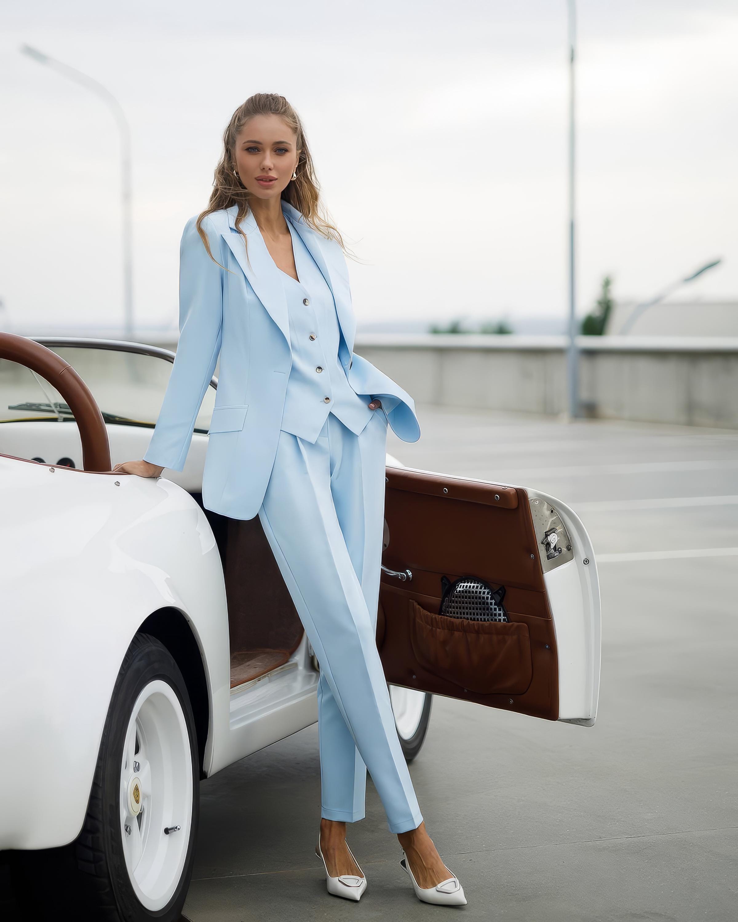 Women'S Comfortable Casual Sling Top Knitted Three-Piece Suit