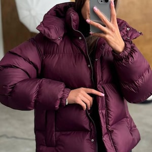 Custom Jacket, Oversize Puffer Coat, Womens Puffer, Long Vintage Jacket, Streetwear, Outerwear, Brown Puffer, Winter Style, High Fashion,Top