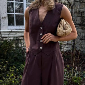 Wedding Guest Suit, Linen suit, Women 2 Piece, Bridesmaid Suit, Linen pants,Linen vest,Linen Trousers, Linen Set,Long Pants,Women Linen Suit