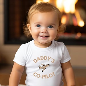 Baby Pilot Infant Tee, Daddys CoPilot Tshirt, Newborn Pilot Shirt, Airplane Baby, Aviation Theme Toddler Top, Gift for Pilot, Air Force Baby